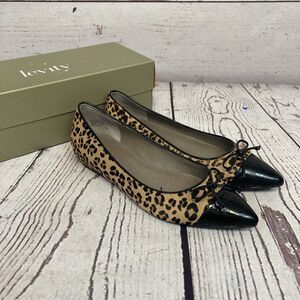 Levity Flat Shoes Womens 8M Monican Leopard Print Pointed toe Brown Black Preppy